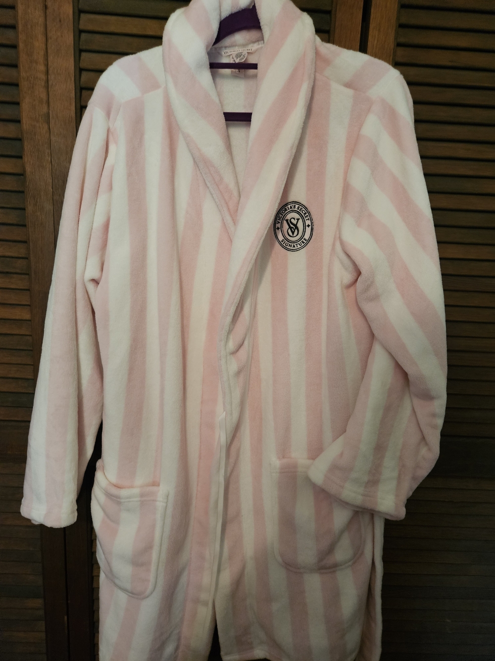 Victoria's Secret Pink & White Striped Kids Plush Robe NWOT